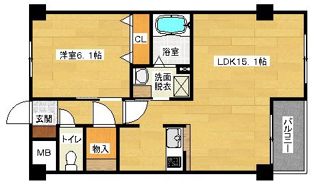 ヴィランス大塚II(1LDK/4階)の間取り写真