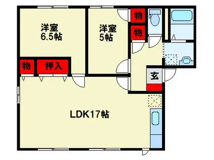 サラダ村 A棟(2LDK/2階)の間取り写真