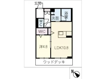 ツヴェルフII(1LDK/1階)の間取り写真