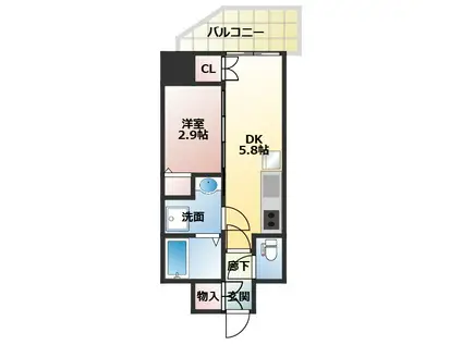 セレニテ日本橋エクラ(1DK/8階)の間取り写真