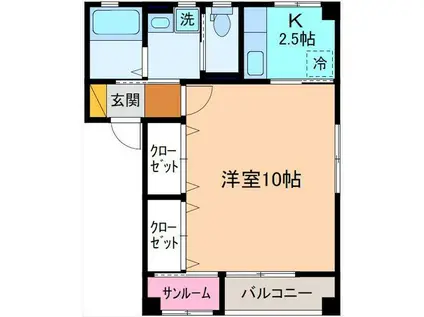 ティラーレ(1K/2階)の間取り写真