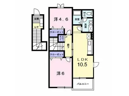 エーデルハイム(2LDK/2階)の間取り写真