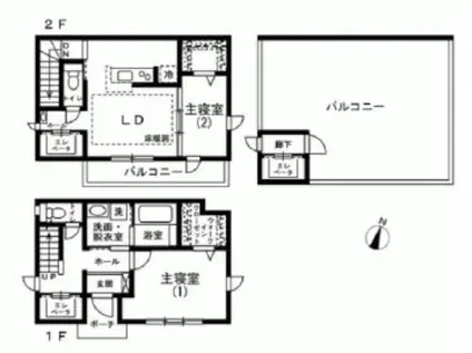 ヴィエンナ(2LDK/1階)の間取り写真