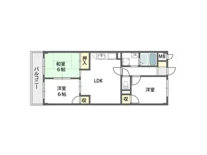 パラシオン旭ヶ丘(3LDK/2階)の間取り写真