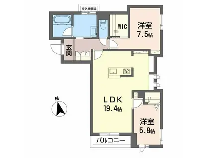 ARISTIO(2LDK/2階)の間取り写真