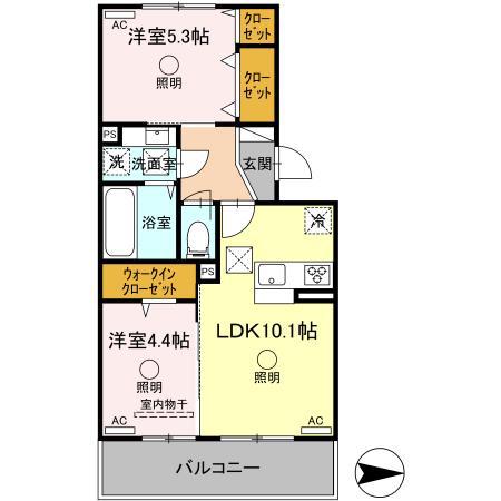 サンライズ新土河原(2LDK/1階)の間取り写真