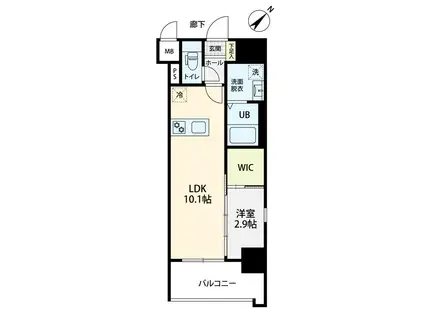 S-ROOM美野島(1LDK/5階)の間取り写真