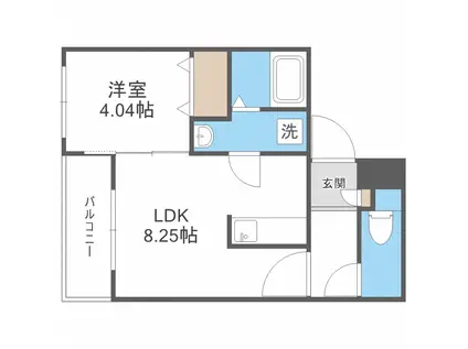 ENCHANTEE医大前(1LDK/2階)の間取り写真