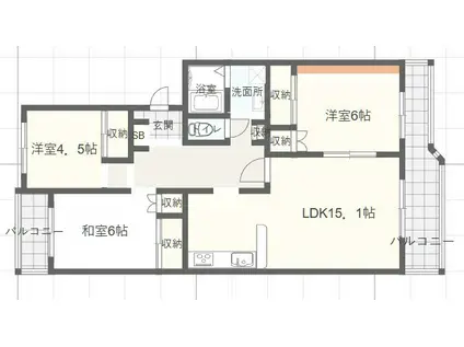 ECLARGE A棟(3LDK/4階)の間取り写真