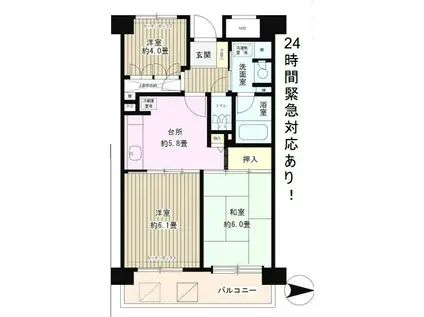 フレスコ川崎(3K/2階)の間取り写真