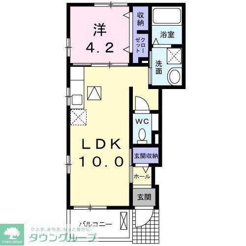 アパートメントこころ(1LDK/1階)の間取り写真