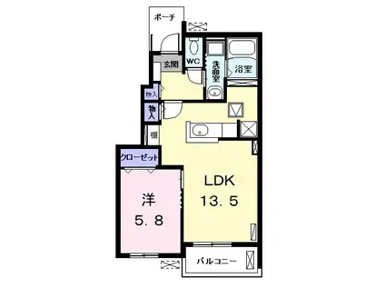 サン ハピネス(1LDK/1階)の間取り写真