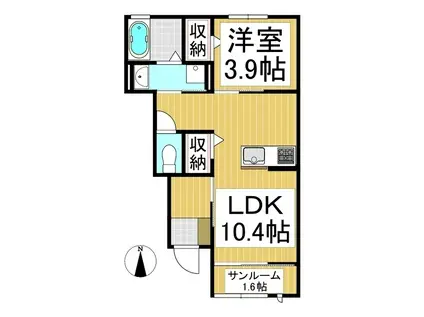 ウィズハイム千本柳(1LDK/1階)の間取り写真
