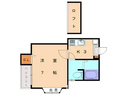ピュア香椎(1K/2階)の間取り写真