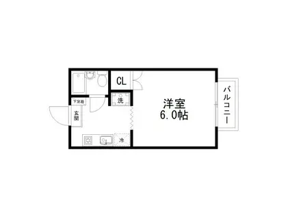 メゾンアスミ(1K/1階)の間取り写真