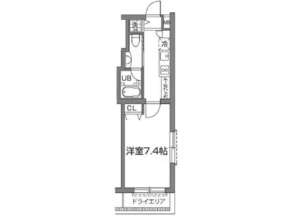 プライムアーバン烏山コート(1K/1階)の間取り写真