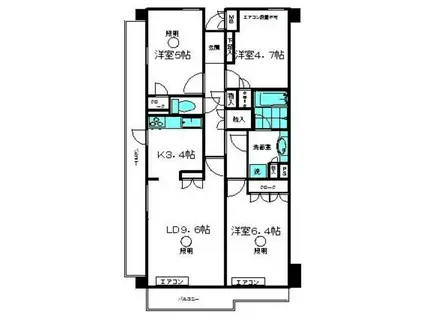 青戸パークホームズ(3LDK/3階)の間取り写真