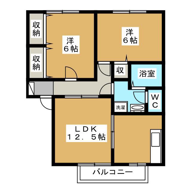 グランドール沢村A棟(2LDK/1階)の間取り写真