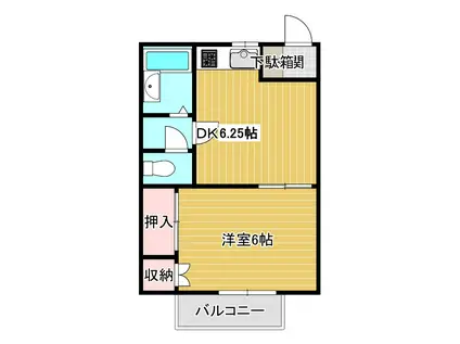 KEIYO東根(1DK/2階)の間取り写真