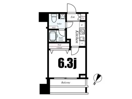 リクレイシア西横浜(1K/3階)の間取り写真