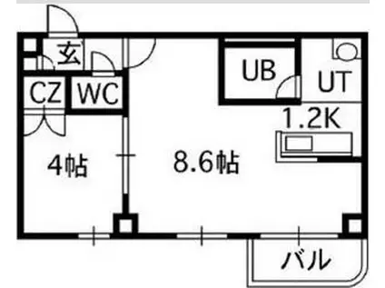 ロイヤルリバー(1LDK/5階)の間取り写真