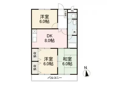 ニュースカイハイツ太田(3DK/2階)の間取り写真