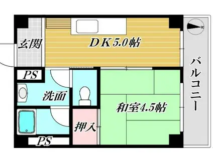 エメラルド立花II(1DK/2階)の間取り写真