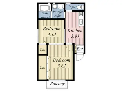 コーポすずき(2K/2階)の間取り写真