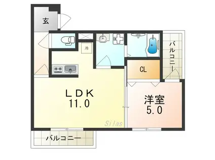フィアスコート北旅籠町東I番館(1LDK/2階)の間取り写真