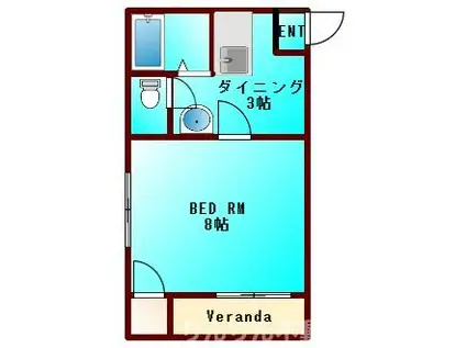 ベイシス東山手(1K/3階)の間取り写真