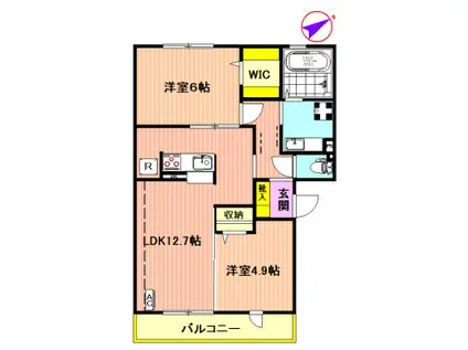 ルシアンB(2LDK/3階)の間取り写真