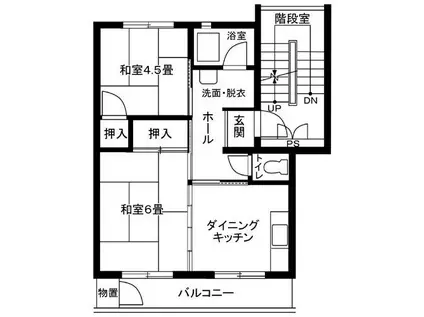 座間東原第2 5号棟(2DK/5階)の間取り写真
