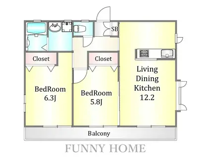 SUNVALLEY(2LDK/2階)の間取り写真