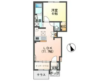 パドマテラス(1LDK/1階)の間取り写真