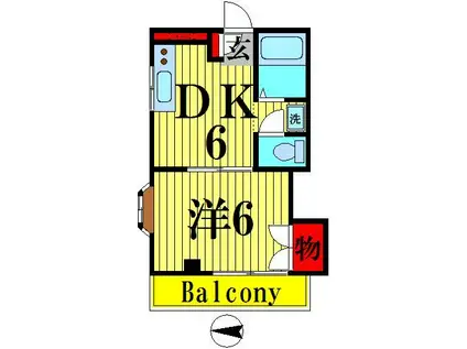 青木ビル(1DK/2階)の間取り写真