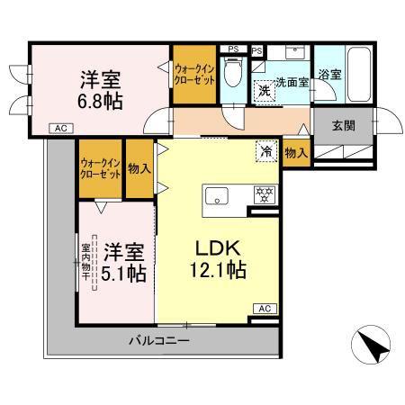 D-AVANCE 柱六番町I(2LDK/2階)の間取り写真