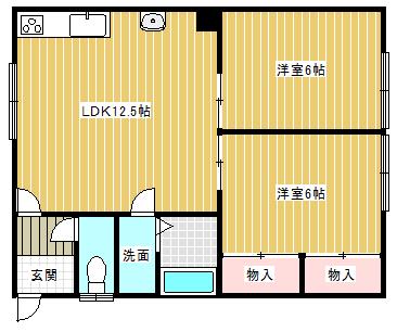 コーポおくむら(2LDK/1階)の間取り写真