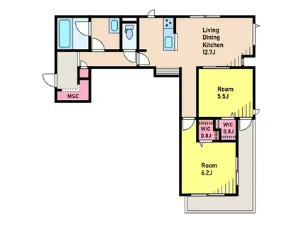 中央8丁目メゾン(2LDK/4階)の間取り写真