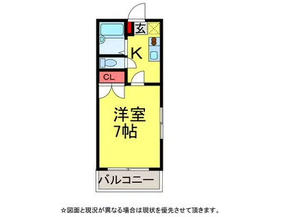 キャッスル芝山ハイツA棟(1K/2階)の間取り写真