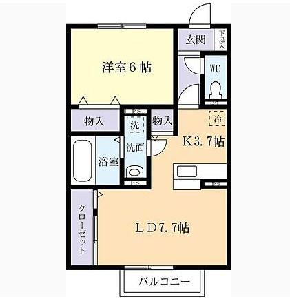 アゼリア(1LDK/1階)の間取り写真