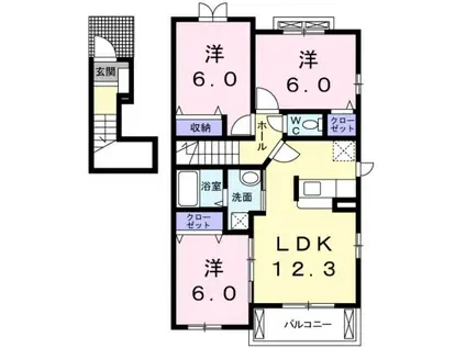 カーサカイン(3LDK/2階)の間取り写真