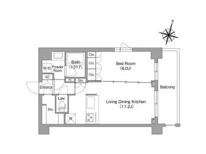 コンフォリア・リヴ南六郷(1LDK/2階)の間取り写真