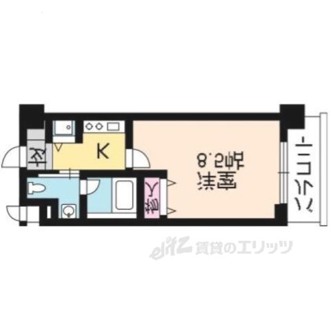 レジディア洛北(1K/2階)の間取り写真