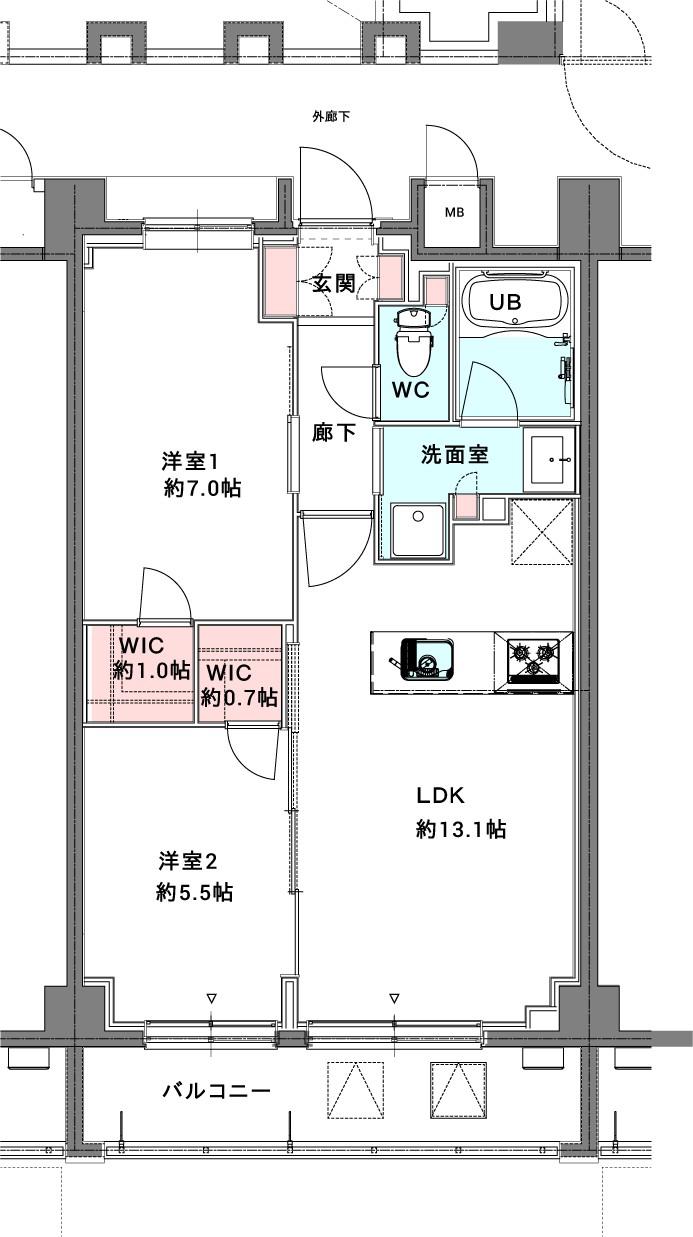 スプリングスクエア永福(2LDK/2階)の間取り写真