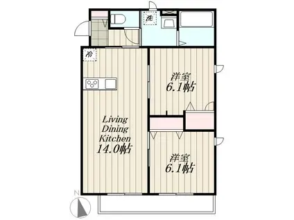 レジデンスK雑司が谷(2LDK/2階)の間取り写真