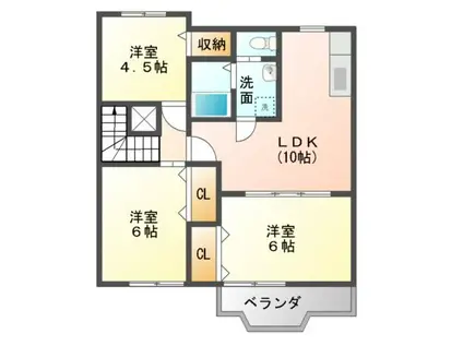 ウィンドヒルAB(3LDK/2階)の間取り写真