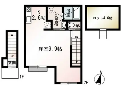 ラグーナ茅ヶ崎(1K/2階)の間取り写真