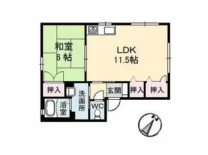 クレルバリュージュC棟(1LDK/1階)の間取り写真