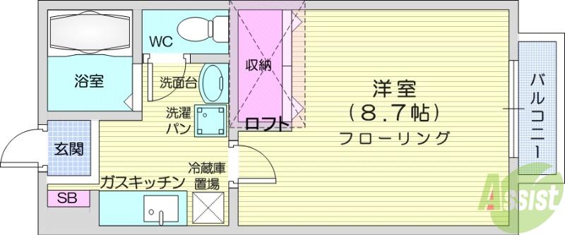 オレンジ弐番館(1K/2階)の間取り写真