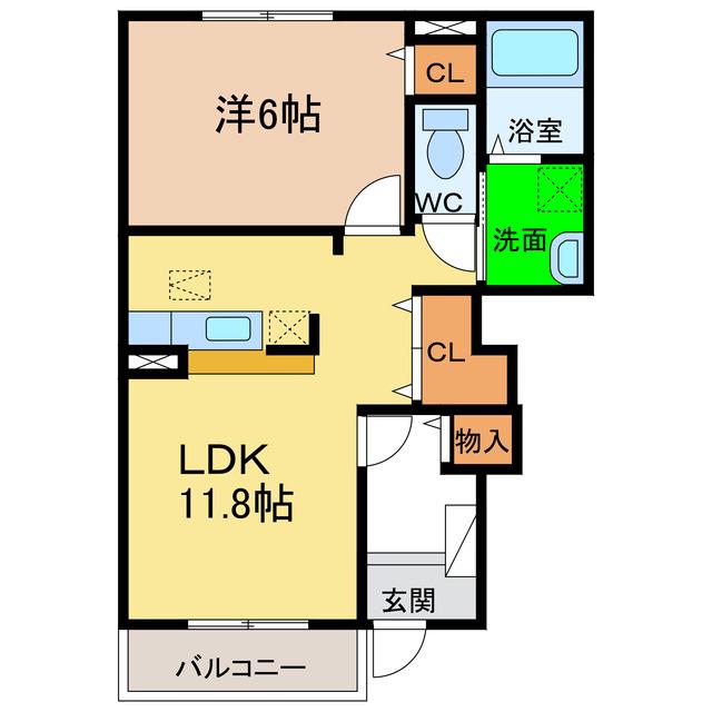 グレースガーデン(1LDK/1階)の間取り写真